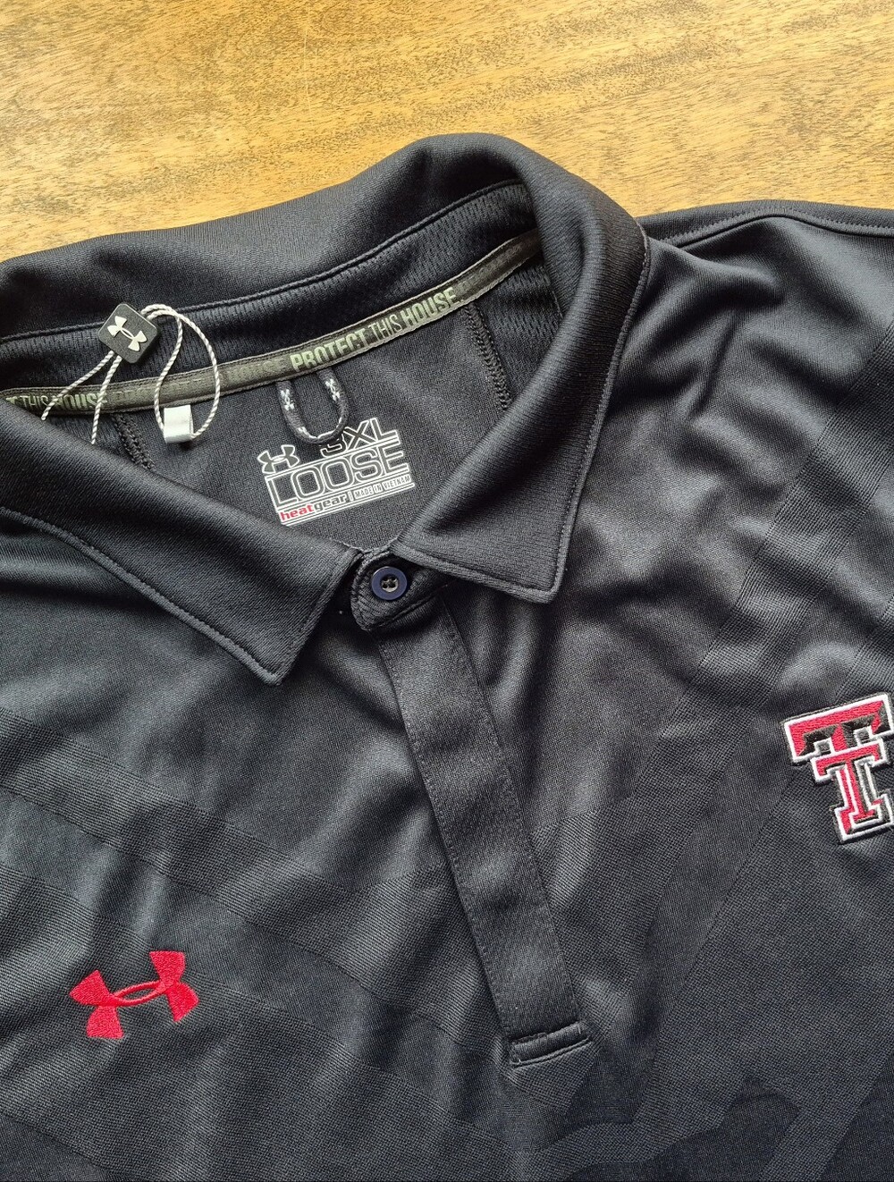 NWOT Texas Tech Black Polo Shirt - Men's 3XL Under Armour Heat Gear Performance